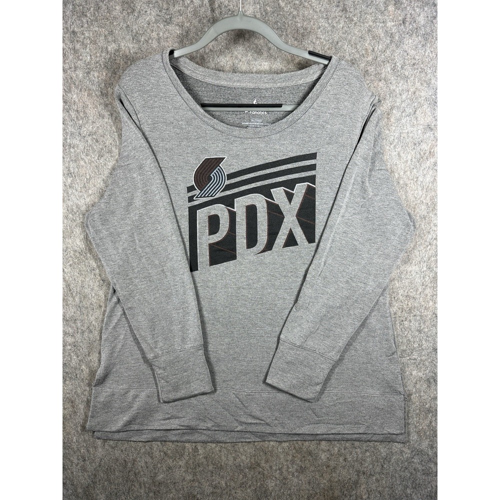 Portland Trail Blazers PDX Fanatics Long Sleeve Shirt Womens XL Gray NBA‎
